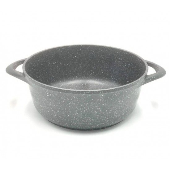 Cratita Ceramica 6l 24cm Granite Gray cu Capac Sticla Termorezistent
