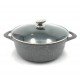 Cratita Ceramica 6l 24cm Granite Gray cu Capac Sticla Termorezistent