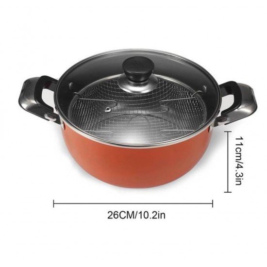 Friteoza Teflon 3l 26 cm cu Capac si Sita metal