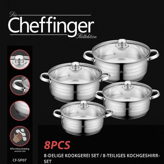 Set 4 Cratite Inox Cheffinger CF-SP07 cu Capace