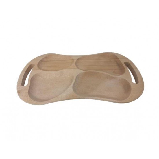 Platou Tava Servit din Lemn cu 4 Forme si Margini Rotunjite
