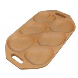 Platou Servit Mare din Lemn cu 6 Forme 48x28 cm