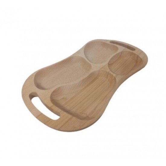 Platou Tava Servit din Lemn cu 4 Forme si Margini Rotunjite